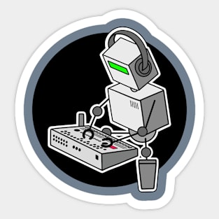 Robot Playing 909 Drum Machine Sticker